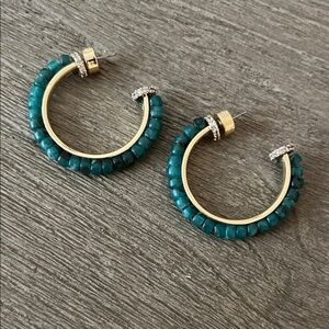 Banana Republic Gold and Teal Hoop Earrings
